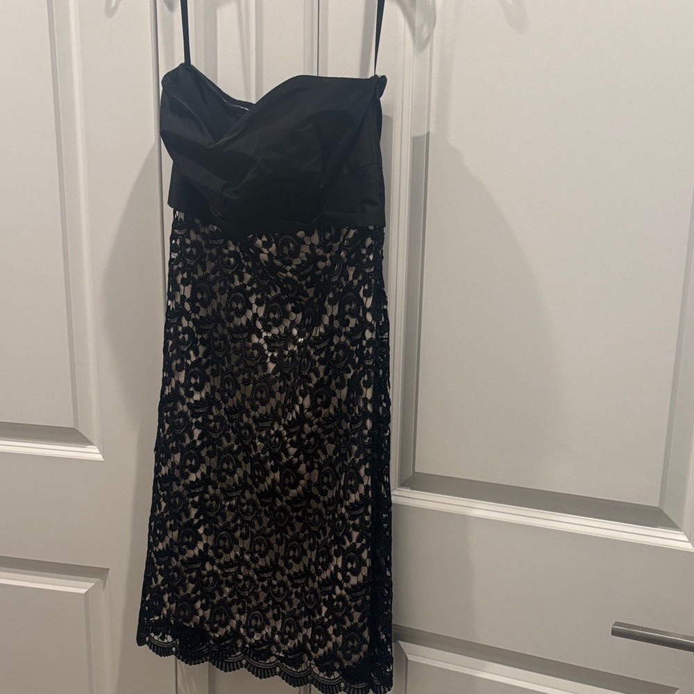 NWT White House Black Market Strapless Black Lace Dress